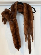 Vintage Red Fox Pelt Fur Wrap Stole Scarf Glass Eyes Tail Paws