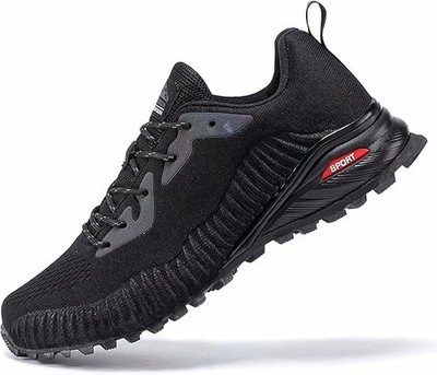 Kricely Men's Trail Running Shoes Fashion Walking Hiking Sneakers Size 9.5 Black