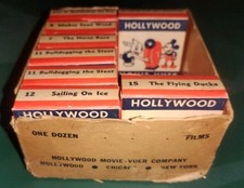 Vintage Movie-Vue Mickey Mouse Film Reels Lot 8 w/ Box Pre-TV 1930s