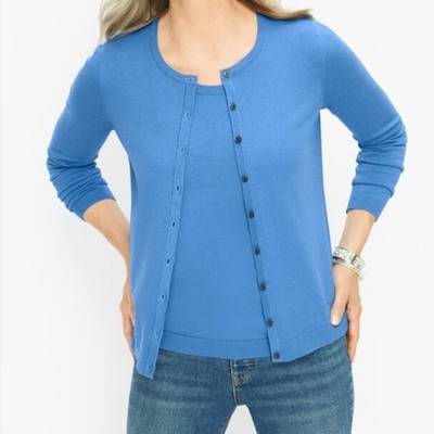 Talbots Women's Charming Cardigan Sweater Blue Long Sleeve Button Close XS NWT
