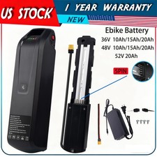 Electric Bike Battery 52V 48V 36V 10.4Ah 15Ah 20Ah Ebike Bicycle Battery Black