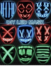 Purge Rave Party Light Up Stitches Scary LED Mask Costume Cosplay Halloween-blue