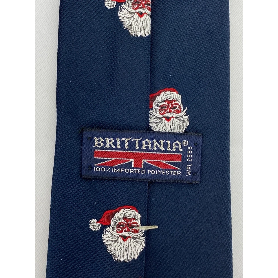 Corbata Brittania Para Hombre Azul Marino Papá Noel Vacaciones Navidad Corbata Poliéster 57" Foto 3 de 4