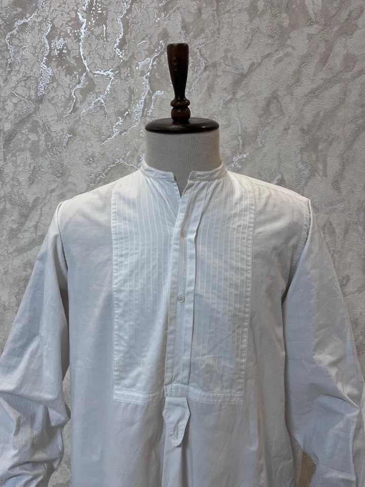 Camisa masculina francesa antiga vintage por volta de 1920 com bordado masculina - Imagem 4 de 4