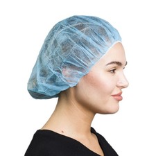 Unisex Polypropylene Bouffant Caps 100 Pack, Blue 24" Disposable Hair Covers