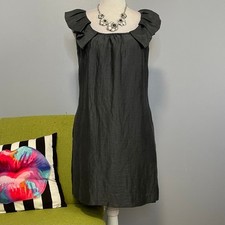 J Crew Rumpled Meron Gray Linen Flutter Sleeve Shift Dress 4