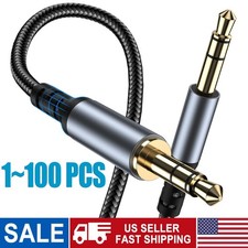 6FT 3.5mm AUX Audio Nylon Braided Cord Cable PC iPod Car Phone headphone lot