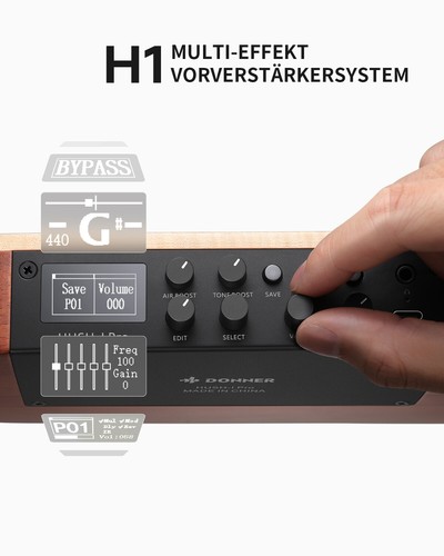 Donner HUSH-I Pro Kopflos Akustik-E-Gitarre mit integriertem Multi-Effektpedal - Bild 7 von 13