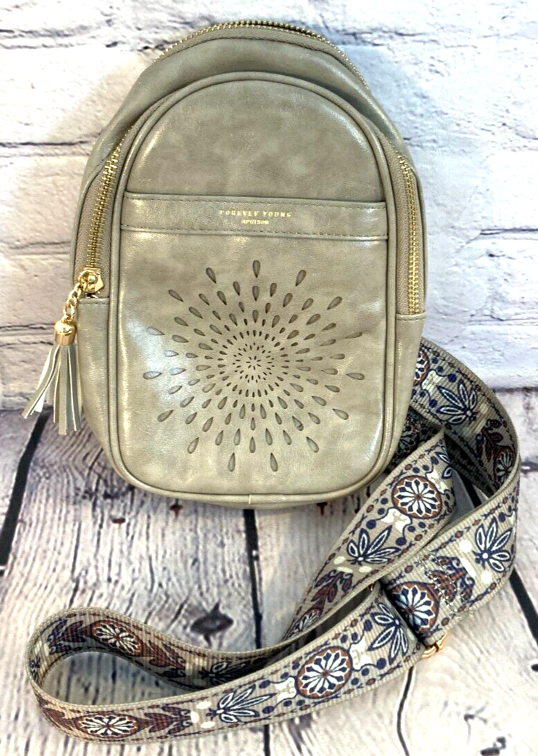 APHISON FOREVER YOUNG CROSSBODY Light Taupe Brown Sling Bag Strap  Tassels