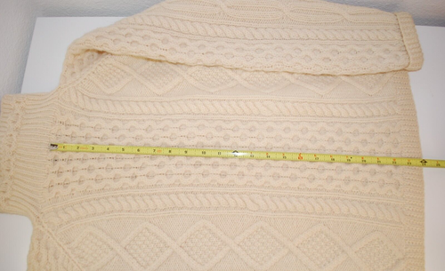 IrisFree Ivory Chunky Wool Sweater Men's XL Cable-knit Irish Pullover - Picture 4 of 10