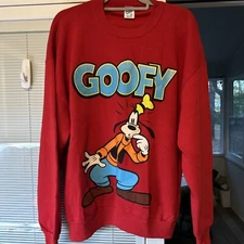 VINTAGE 1990s Red Velva Sheer  Goofy Crewneck Sweatshirt XL