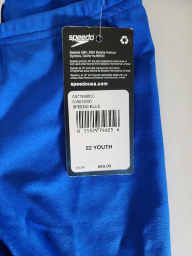 Speedo Youth Endurance+ Solid Jammer Swim Shorts Blue Size 22 - Picture 6 of 6