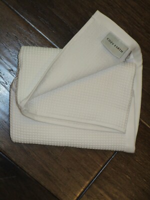 COZY EARTH WAFFLE WHITE HAND TOWEL SET (2)  NEW