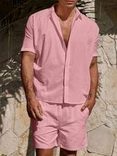 Mens Tracksuit 2-Piece Set Short Sleeve T Shirt Shorts Sweatsuit Outfit Set