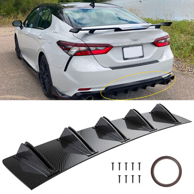For Toyota Camry CARBON FIBER Rear Bumper Diffuser Lip Splitter Body Shark Fins