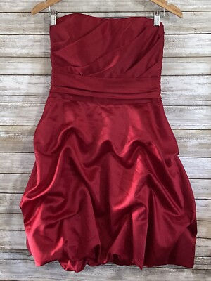 N。 David's Bridal Bridesmaids Dress Guava Bubble Style 84091 Red Size