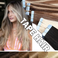 Russian Thick Tape In Remy Human Hair Extensions Skin Weft FULL HEAD Highlight#