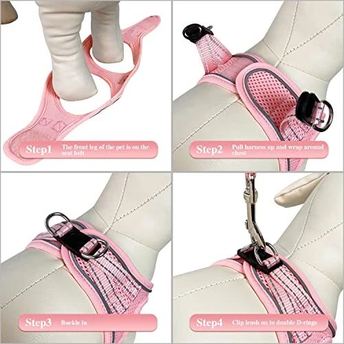 Dog Harness and Leash Set, No Pull Soft Mesh Pet X-Small (Pack of 1) Pink