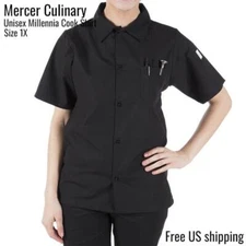 Mercer Culinary Uniform Cook Shirt Short Sleeve Black Unisex Size 1X