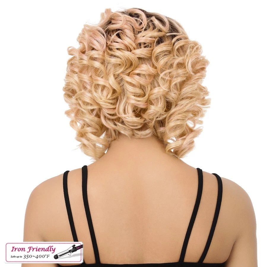 MAGIC - ES UNA PELUCA PELO SINTÉTICO PELUCA COMPLETA PARTE LATERAL CORTA RIZADA Foto 4 de 4