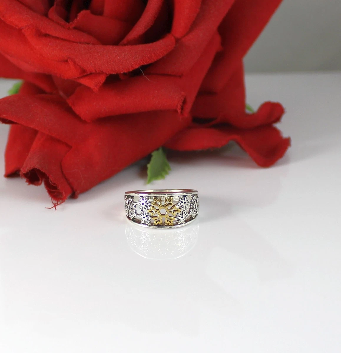Sterling Silver Disney Snowflake Frozen Ring 6.75 4.12g CAT RESCUE