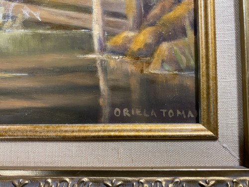Oriela Tomai "Landscape With Barn Scene" Oil Painting - Signed And Framed - Picture 10 of 12