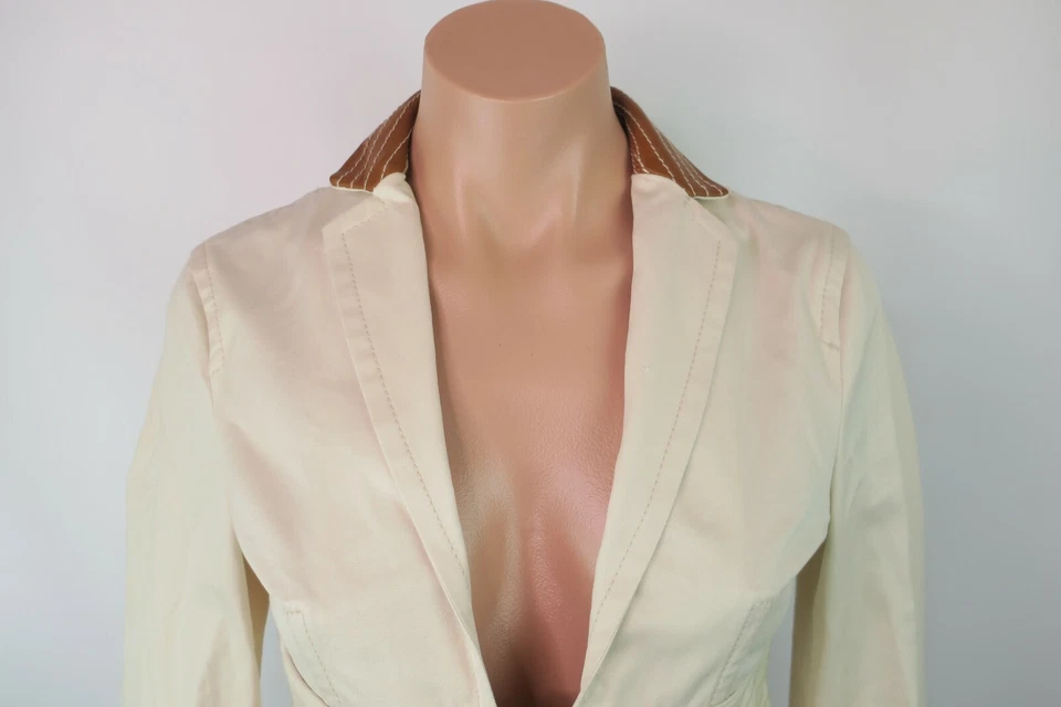 Chaqueta de motociclista Dsquared marrón marfil corta a presión etiqueta 40 Foto 3 de 4