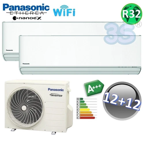 Dual-Split-Klimaanlage ETHEREA R32 12000+12000 BTU A+++ mit WiFi NanoeX