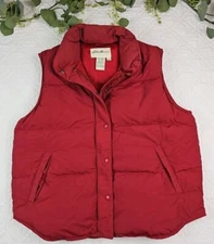 Eddie Bauer Womens Red Puffer Goose Down Vest Size L
