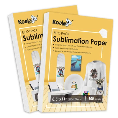 KOALA PAPER 200 Sheets Koala eco Sublimation Paper 8.5x11 for Sublimation Printer Epson 115g