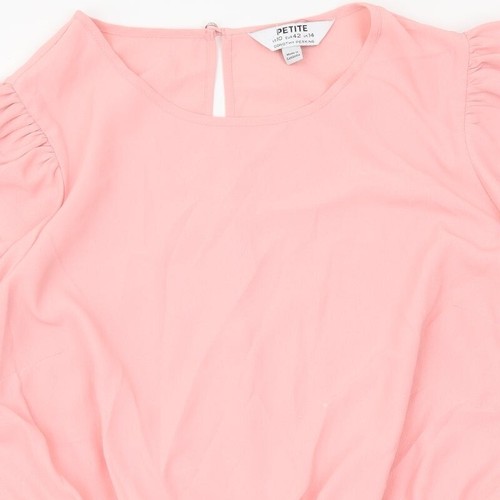 Dorothy Perkins Womens Pink Polyester Blend Blouse Size 14 Roll Neck - Peplum - Picture 7 of 12