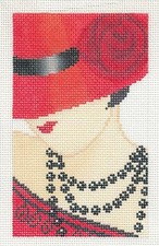 Scarlet Rose Lady handpainted Needlepoint Canvas  BD Series Insert by LEE