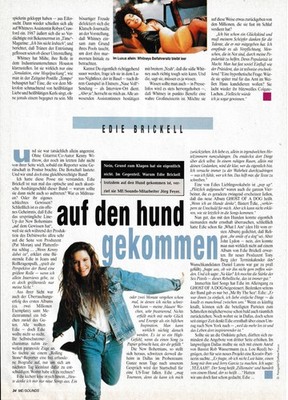 EDIE BRICKELL -  Clipping/Bericht von 1991 - Musikzeitschrift