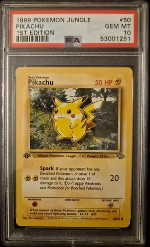 PSA 10 - 1999 Pokemon Jungle 1st Edition Pikachu #60/64 - GEM MINT!