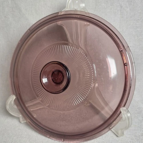 Vintage Pyrex Corning Cranberry Visions V-2.5-C Glass Round Replacement Lid Only