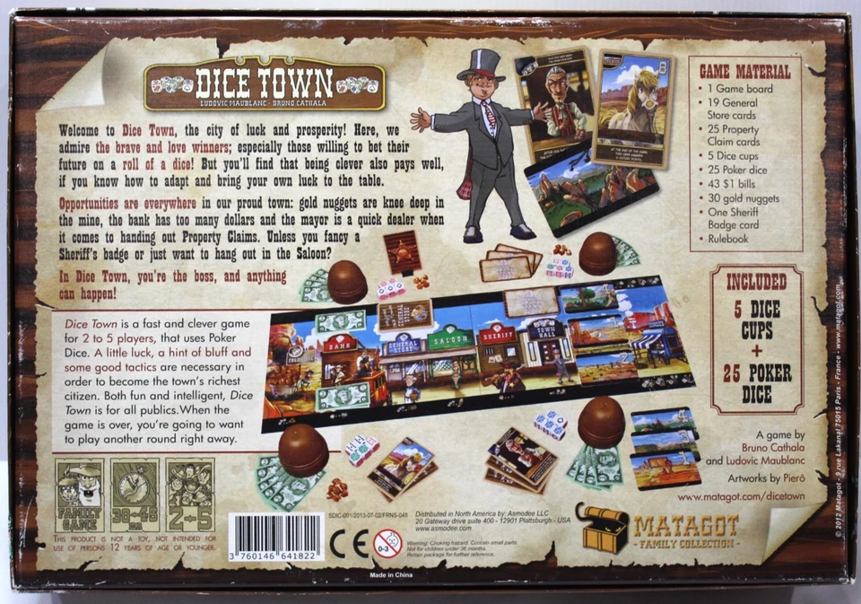 RARE Vtg DICE TOWN Game 1st Ed. 2012 Wild West Poker Bluff Tactics Matagot VGC - Image 3 of 4