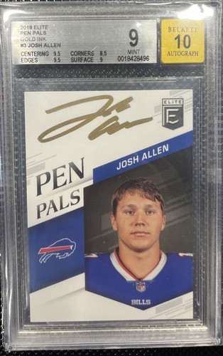 Josh Allen [Gold Ink] 2018 Panini Donruss Elite Pen Pals card