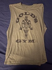 Men s Vintage Golds Gym Cutoff Tank Top Green Mens L Muscle Shirt