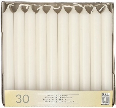 STARPAK Tafelkerzen 21 mm weiß 30er Pack