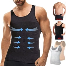 Men Compression Shirt Slim Body Shaper Vest Tummy Control Shapewear Tank Tops US