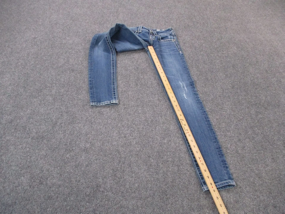 Pantalones de mezclilla Miss Me para mujer 24 azules ajustados pedrería desgastados Y2K preppy Foto 3 de 4