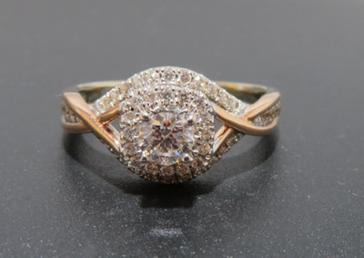 14K 2TONE ROUND DIAMOND ENGAGEMENT RING O.40 tcw SZ 9.5  4.82 grams (G134925)