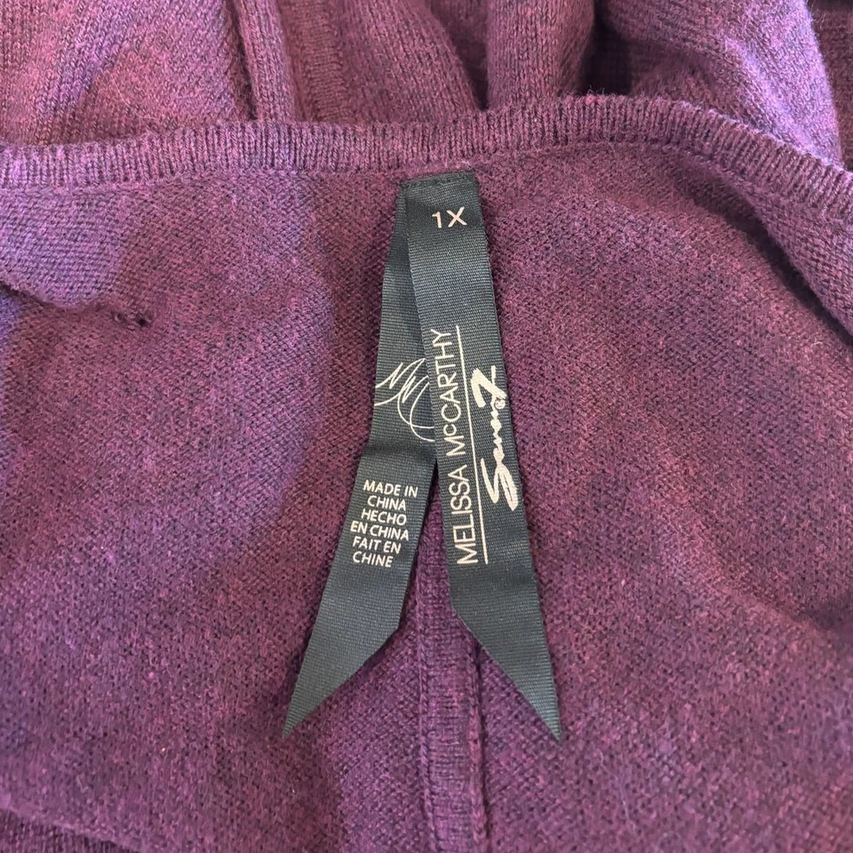 Melissa McCarthy Seven Eggplant 紫色针织披肩加大尺寸 1X  — 第 4/4 张图片