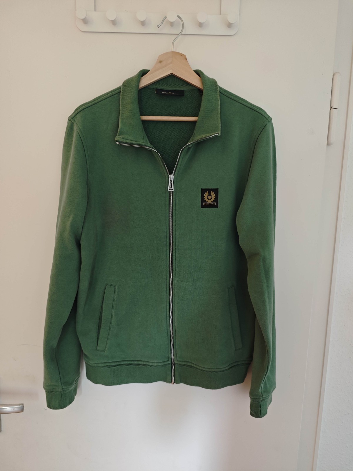 Belstaff Herren Pullover Grün M Langarm Stehkragen Logo Zip durchgehend 4