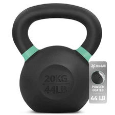 Yes4All Color Code Cast Iron Powder Coated Kettlebell with Large Handle & Flat