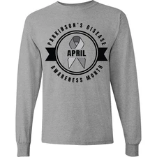 Inktastic April Parkinsons Disease Awareness Month Badge Long Sleeve T-Shirt Tee