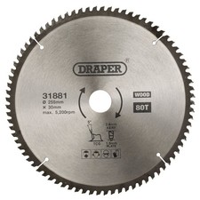Draper TCT Triple Chip Grind Circular Saw Blade, 255 x 30mm, 80T 31881