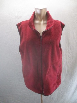 Helly Hansen Size L Womens Red Full Zip Stand Collar Pocket Warm Fleece Vest 201