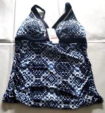 Tommy Bahama Mare Navy Cowrie OTS Shirred Tankini Size XS/TP
