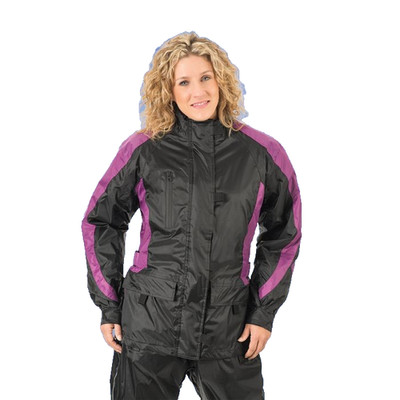 Brooks Leather Women's Complete Nylon Rain Suit Black Purple Size Med NEW